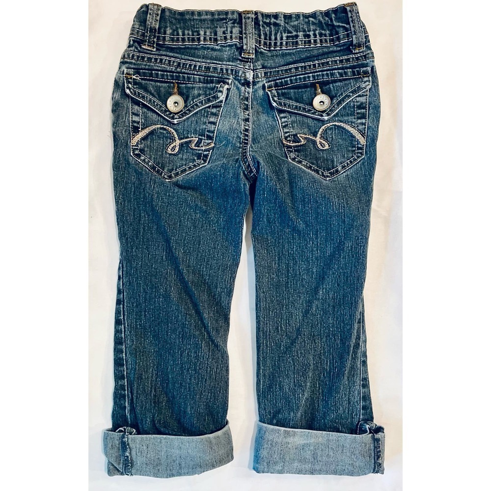 LEI Chelsea Low rise Boot Girls Youth Jeans Size 7S Dark Blue Fade